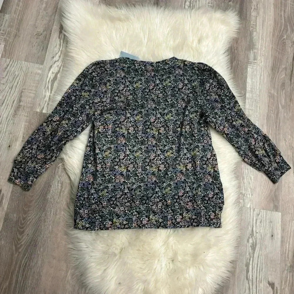 NWT Ann Taylor Loft navy Garden Puff Sleeve Sweatshirt size small petite - Picture 10 of 11